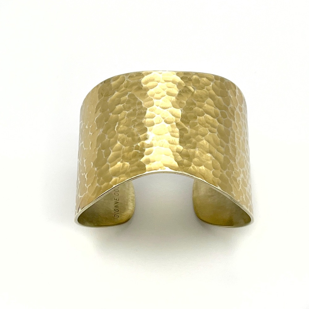 Dionne Cole 1970's Vintage Bracelet  |  Designer Signed  |  Hammered Brass Cuff
